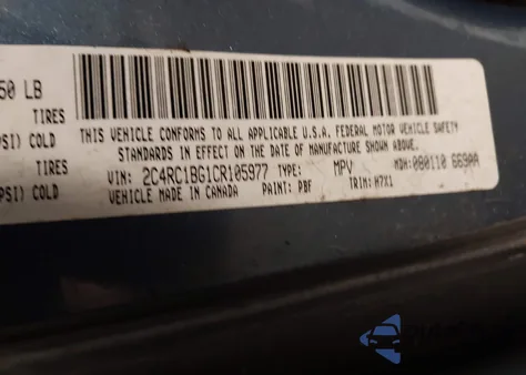 2012 Chrysler Town & Country Touring from USA, damaged, VIN 2C4RC1BG1CR105977